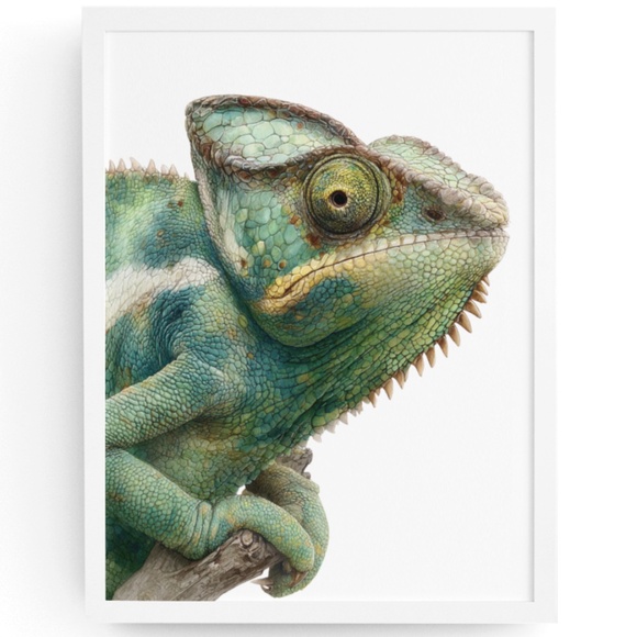 Creative Path Studios Other - Watercolor Chameleon Wall Art Print Unframed - Vibrant Tropical Elegance